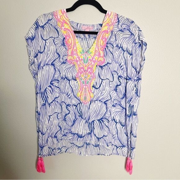 Lilly Pulitzer Sydney Caftan Top Lilly's Lilac House of Nemo Size XXS XS - Picture 1 of 6